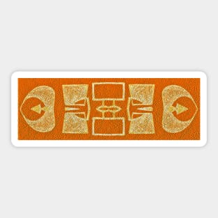 Orange African Wax Abstract Symbol Pattern Sticker